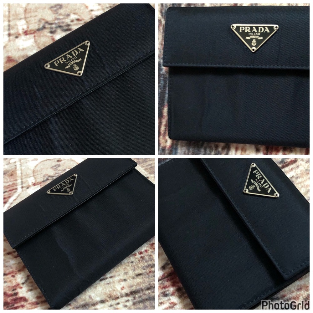 Prada AUTHENTIC Vintage Bleu Navy Blue Nylon Tessuto Logo Organizer Wallet - Picture 4 of 16